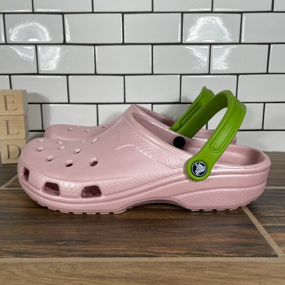 CROCS Classic Clog Womens Size XL 12-13 Shoes Metallic Pink Green Comfort - Picture 1 of 15
